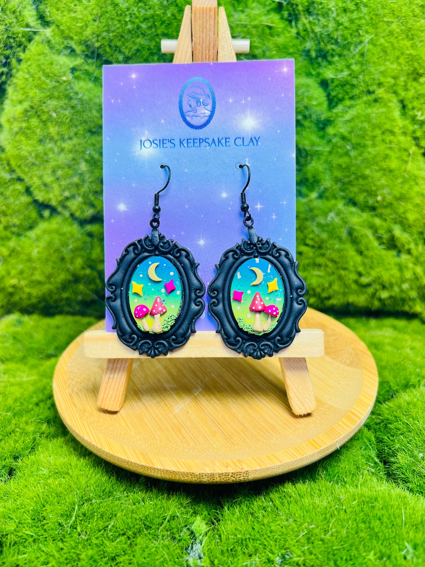 Framed mushroom sky earrings