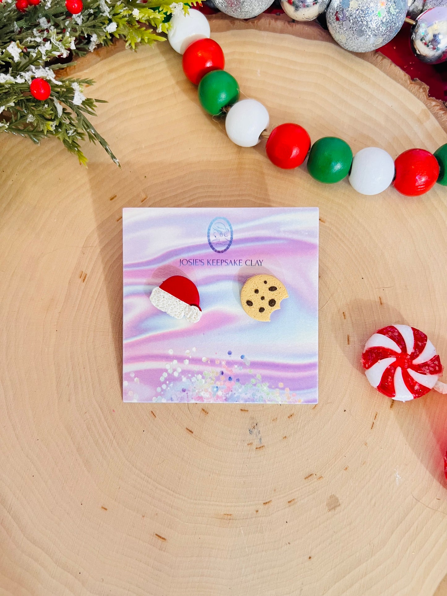 Santa cookie studs