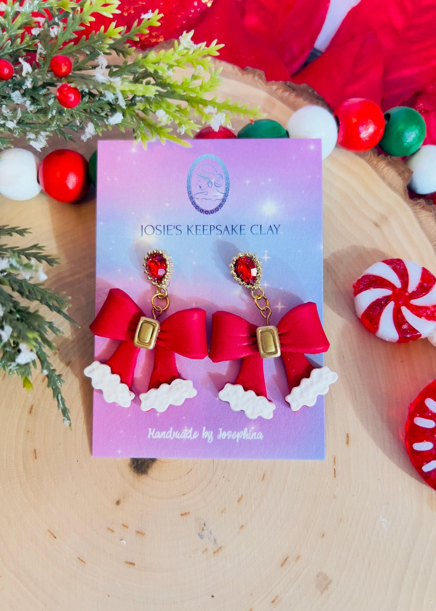 Santa bow earrings