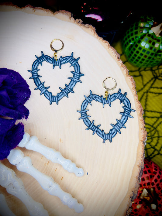 Barbed wire heart earrings