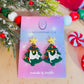 Christmas tree cat earrings