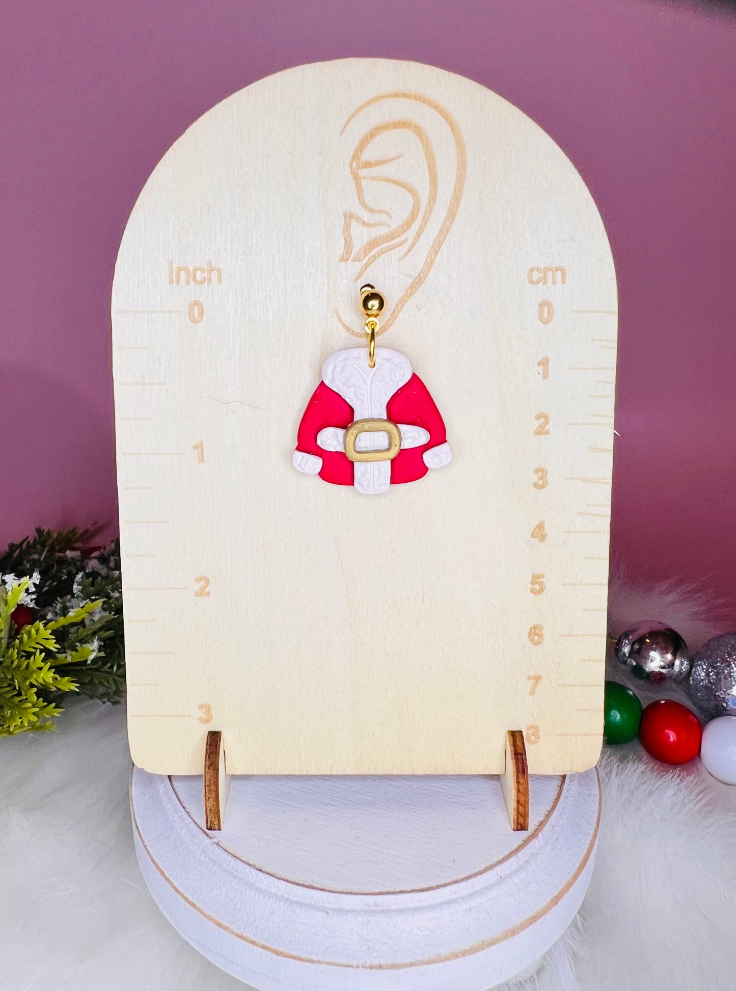 Santa suit earrings