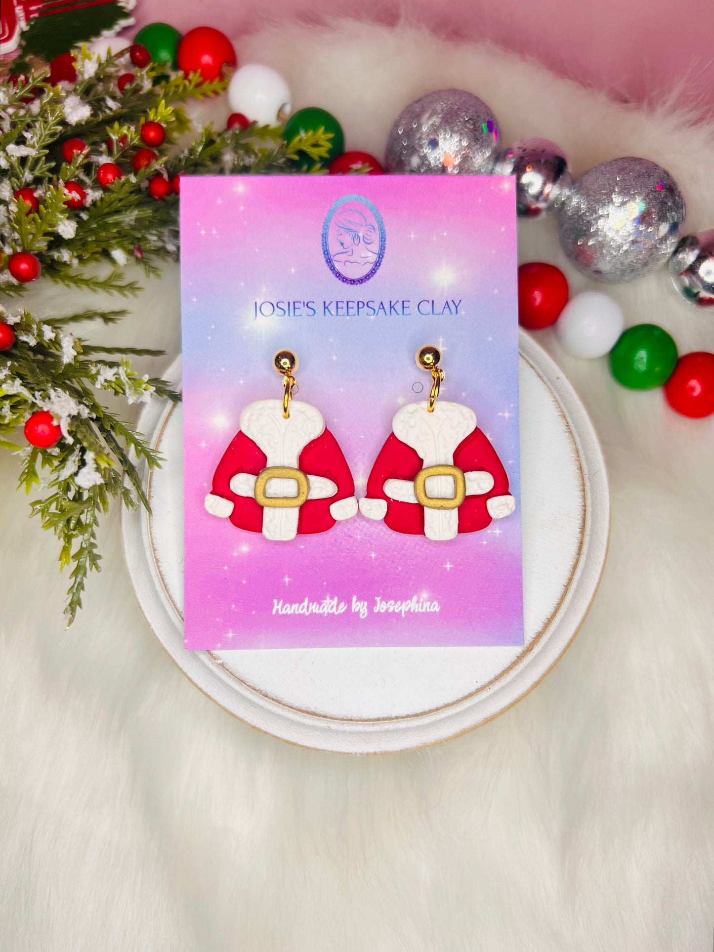 Santa suit earrings