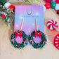 Candy cane wreath earrings