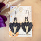 Hand painted bat woman earrings