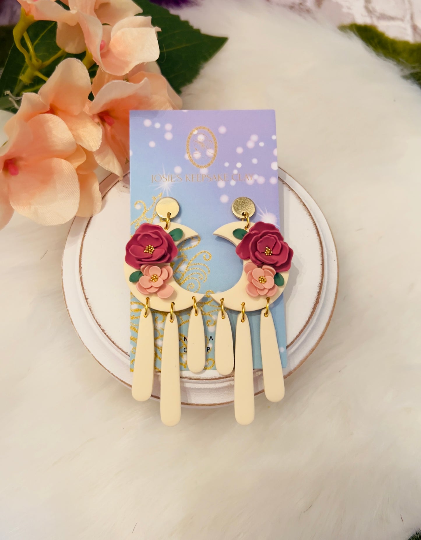 Floral Moon Dangles