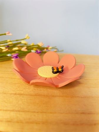 Pink flower trinket dish