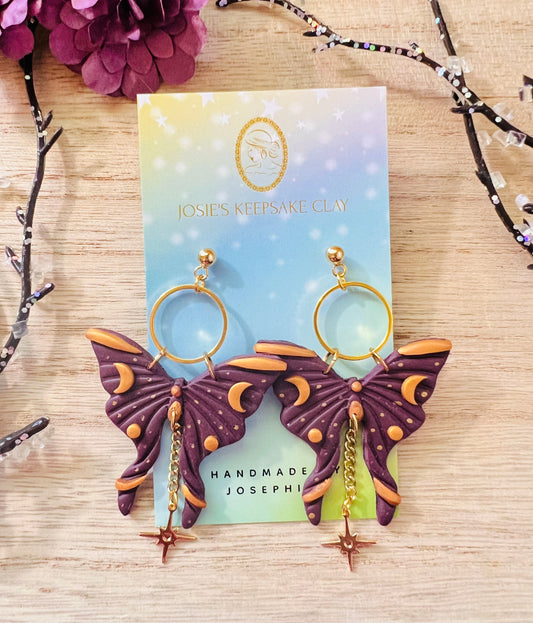 Plum Moth Earrings