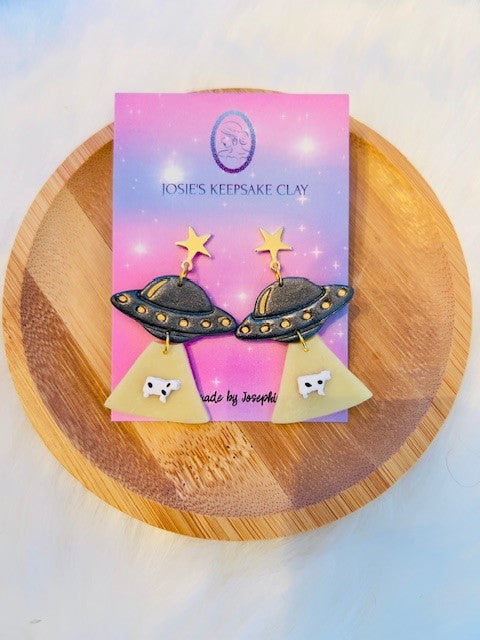 UFO glow in the dark earrings