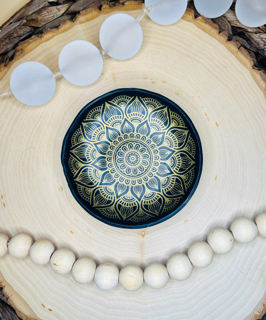 Black Mandala Clay Trinket Dish