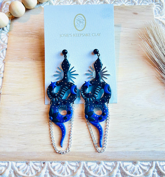 Star/Moon Snake Earrings