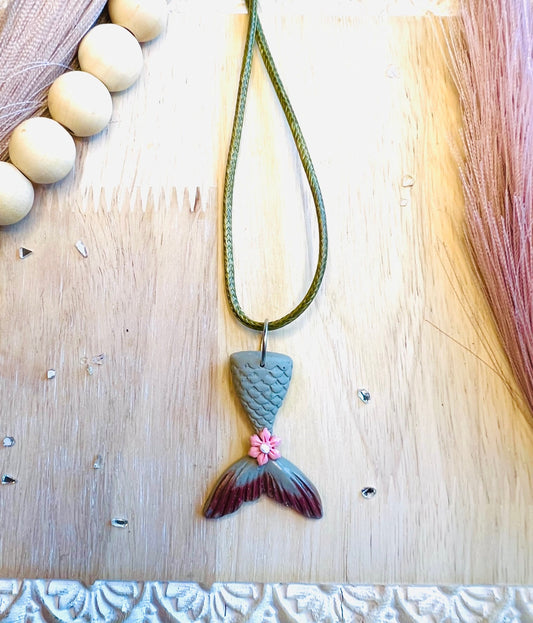 Olive Mermaid Tail Necklace