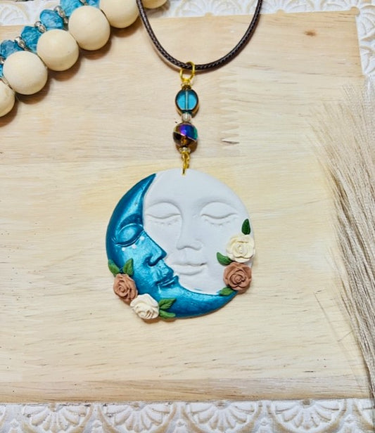 Sun/Moon Floral Clay Necklace